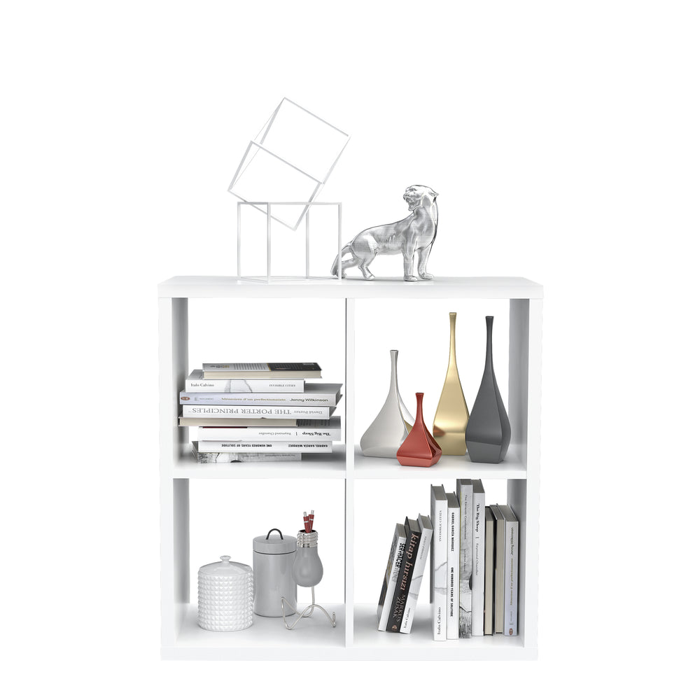 Cora Double 4 Cube Bookcase in White - FurniComp