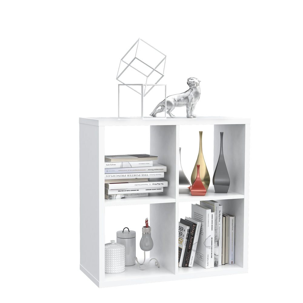 Cora Double 4 Cube Bookcase in White - FurniComp