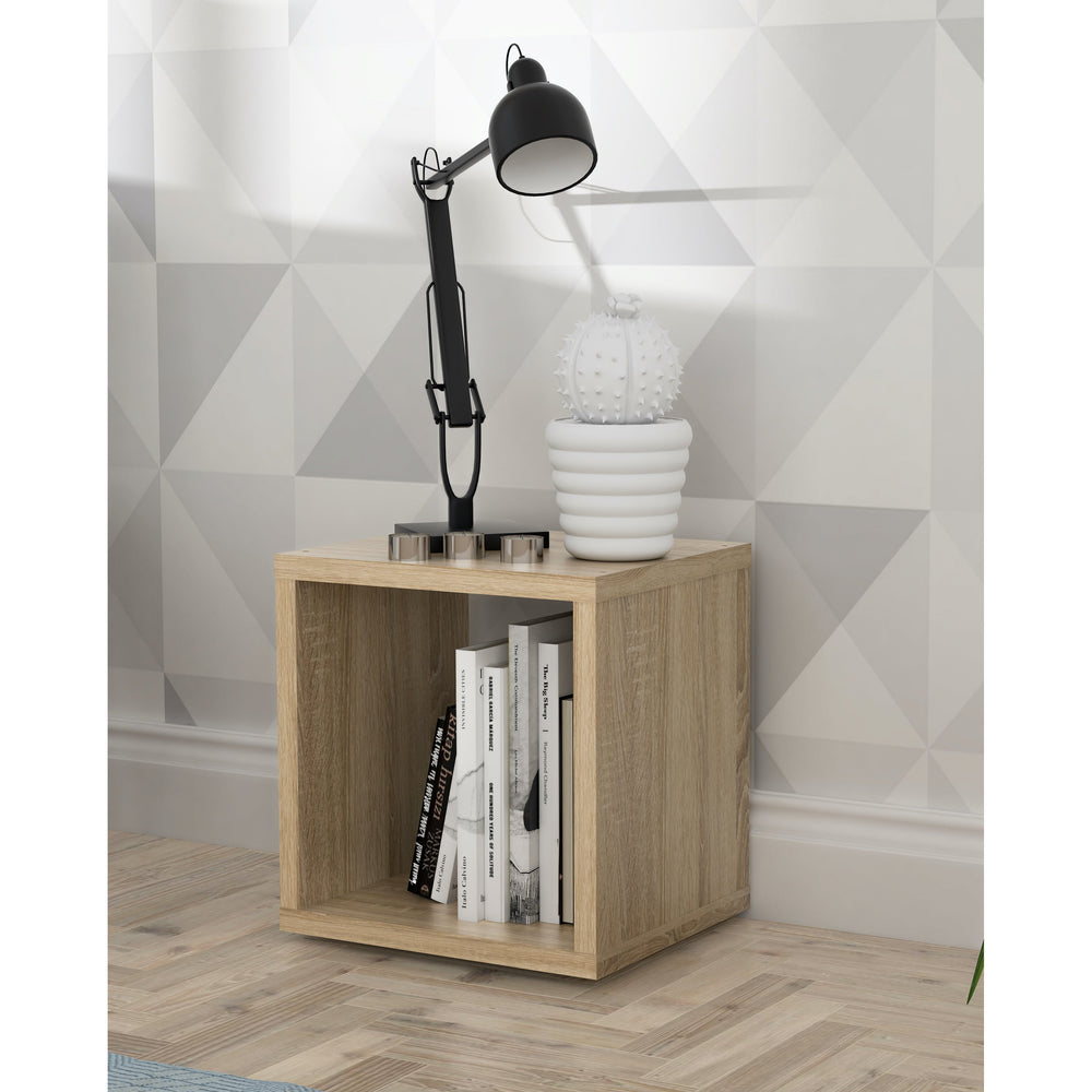 Cora Lamp Table/Bookcase in Sonoma Oak - FurniComp