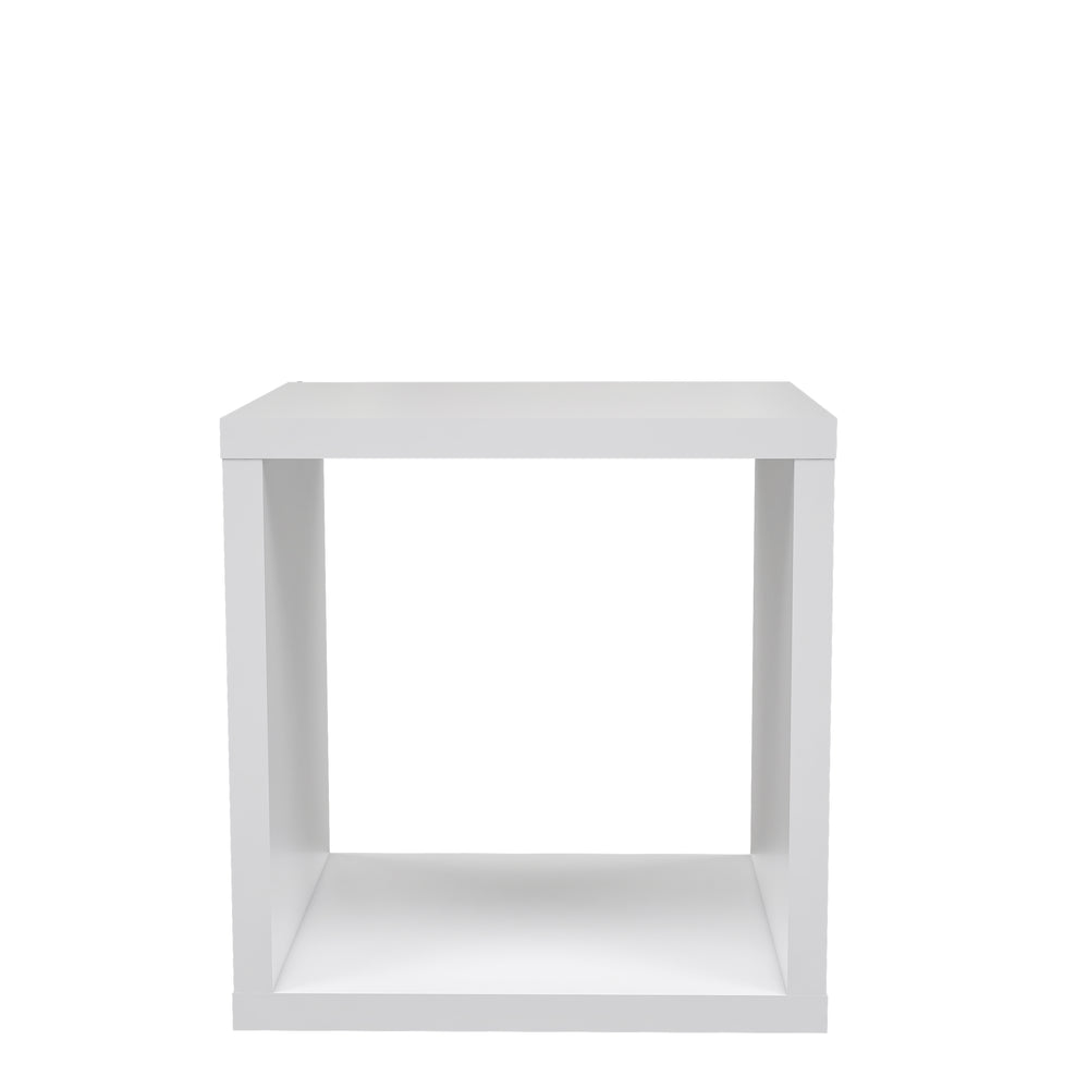 Cora Lamp Table/Bookcase in White - FurniComp