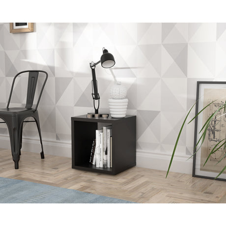 Cora Lamp Table/Bookcase in Matt Black - FurniComp