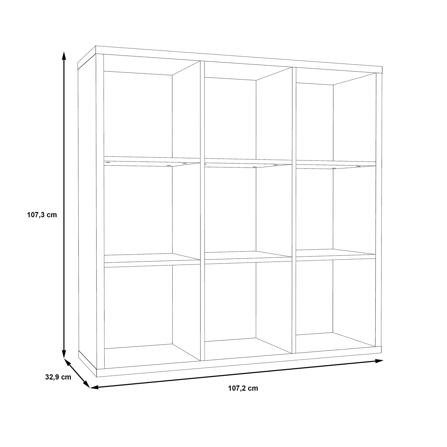 Cora Triple Open Back Bookcase/Shelving Unit in Sonoma Oak - FurniComp