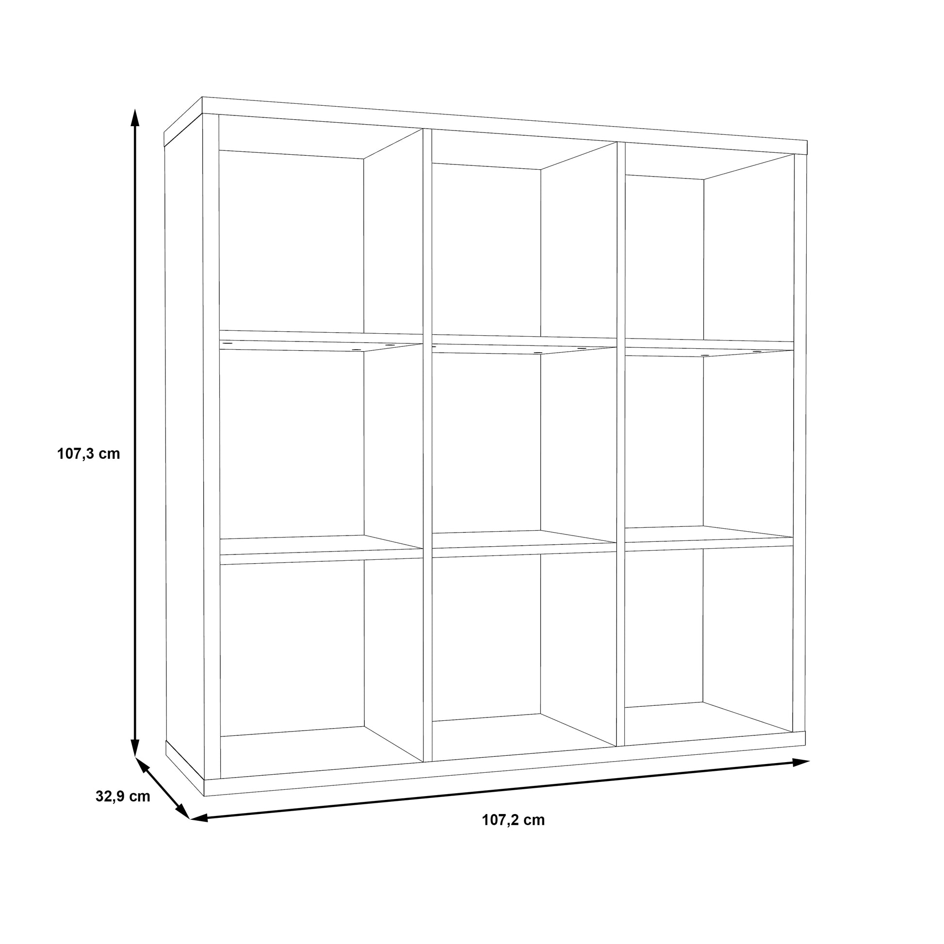 Cora Triple Open Back Bookcase/Shelving Unit in Sonoma Oak - FurniComp