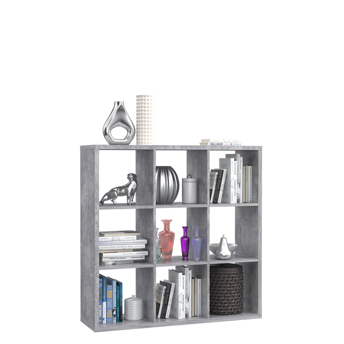 Cora Triple Open Back Bookcase/Shelving Unit in Concrete Grey - FurniComp