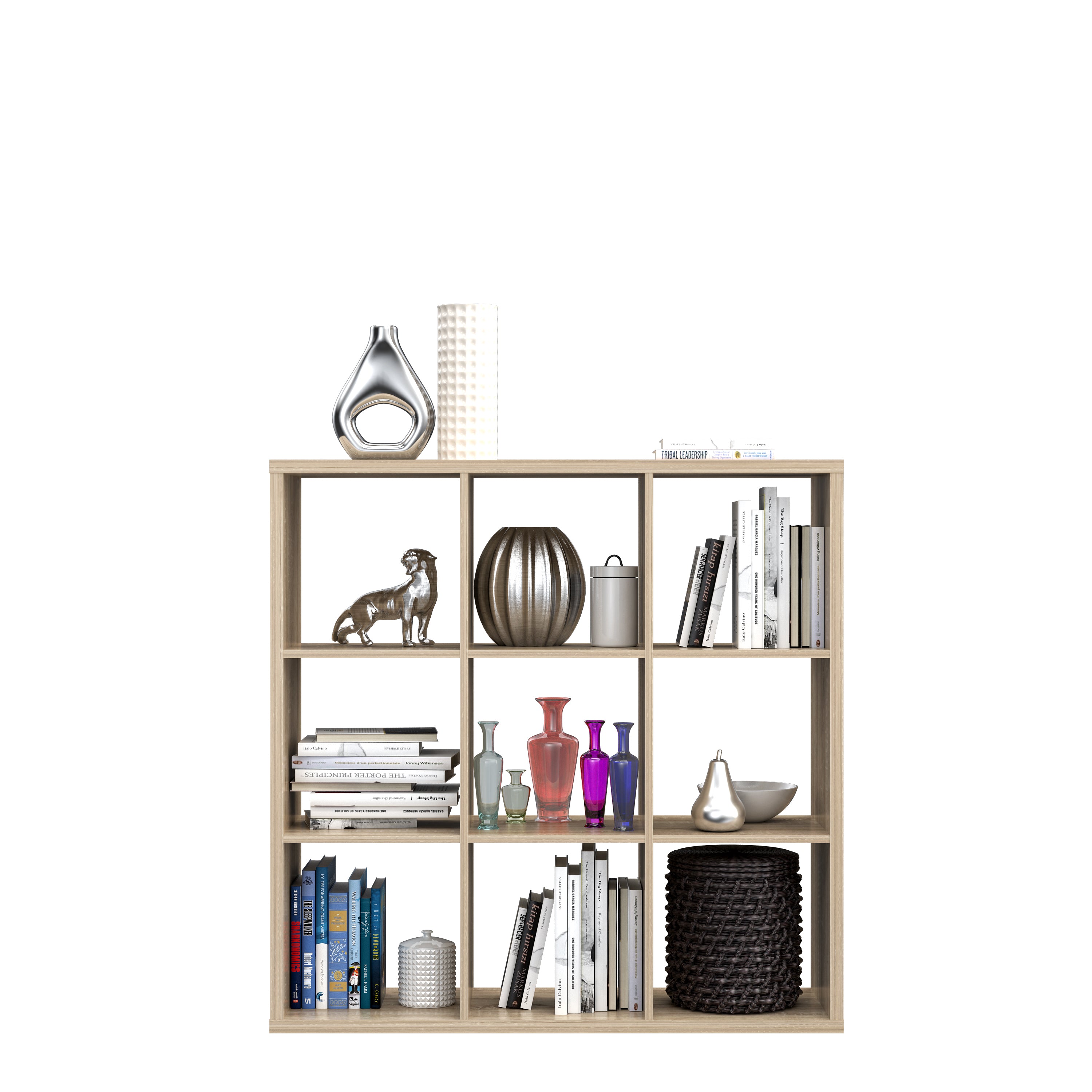Cora Triple Open Back Bookcase/Shelving Unit in Sonoma Oak - FurniComp