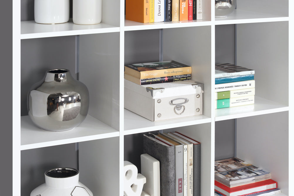 Cora Triple Open Back Bookcase/Shelving Unit in White - FurniComp