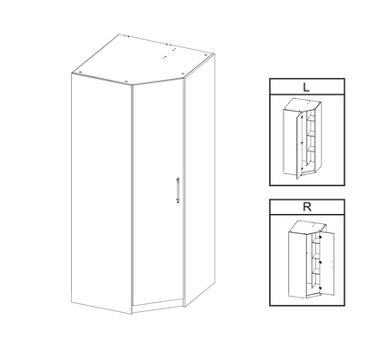Olivia 1 Door White Corner Wardrobe - FurniComp