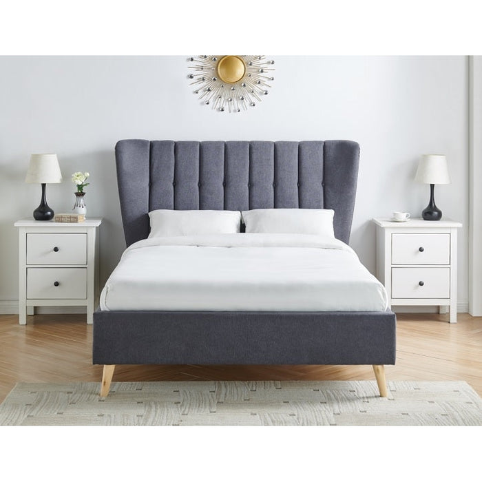 Covent Dark Grey Fabric Bed Frame - FurniComp