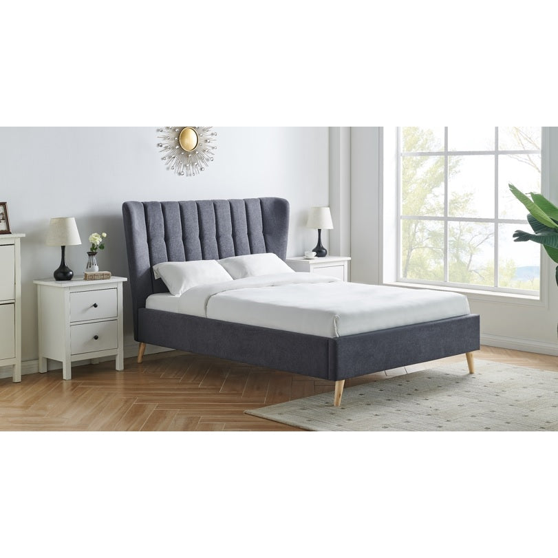 Covent Dark Grey Fabric Bed Frame - FurniComp