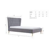 Covent Light Grey Fabric Bed Frame - FurniComp