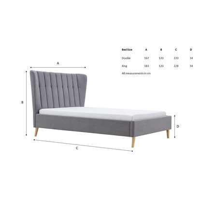 Covent Light Grey Fabric Bed Frame - FurniComp