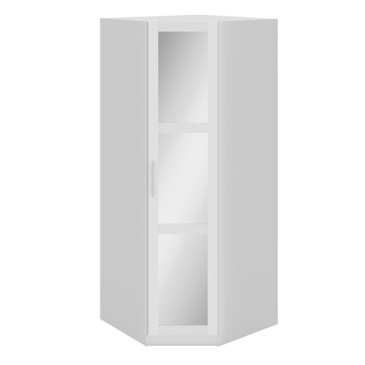 Denver 1 Door White Mirrored Panelled Corner Wardrobe - FurniComp