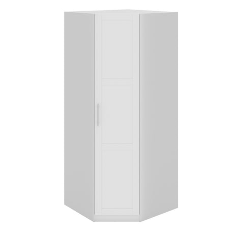Denver 1 Door White Panelled Corner Wardrobe - FurniComp