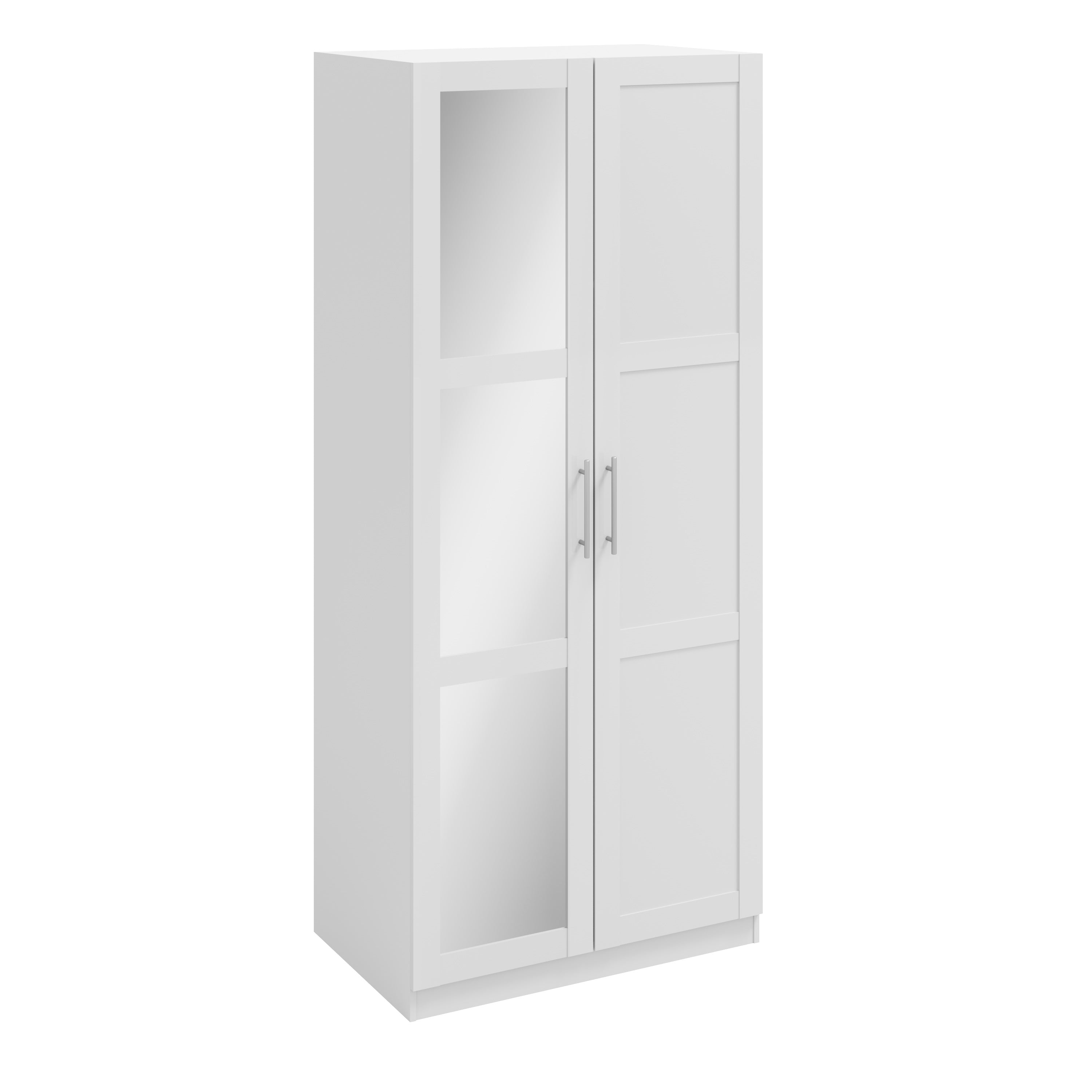 Denver 2 Door White Mirrored Panelled Wardrobe - FurniComp