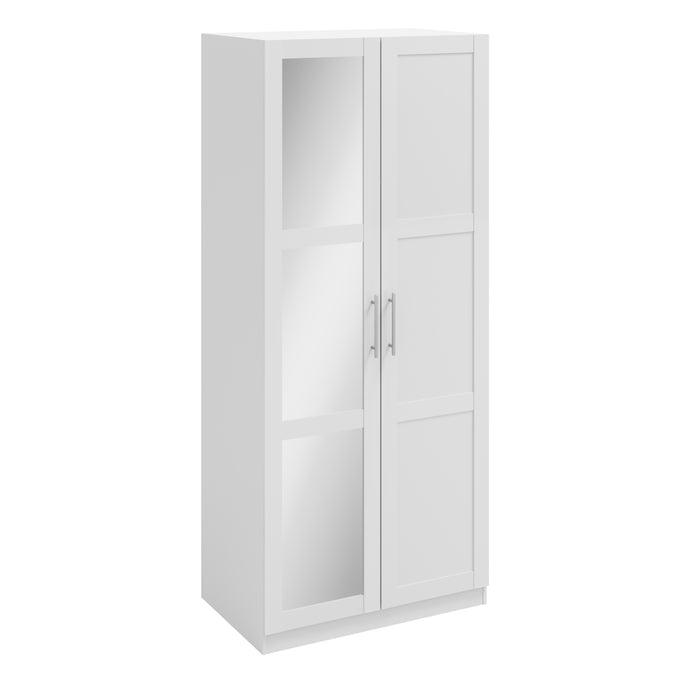 Denver 2 Door White Mirrored Panelled Wardrobe - FurniComp