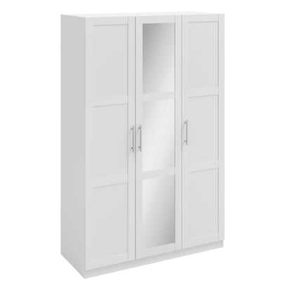 Denver 3 Door White Mirrored Panelled Wardrobe - FurniComp