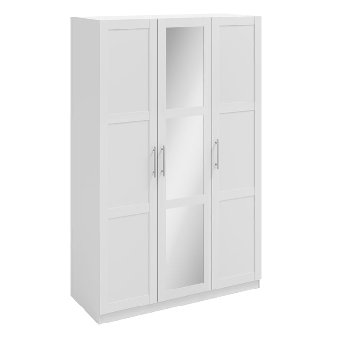 Denver 3 Door White Mirrored Panelled Wardrobe - FurniComp