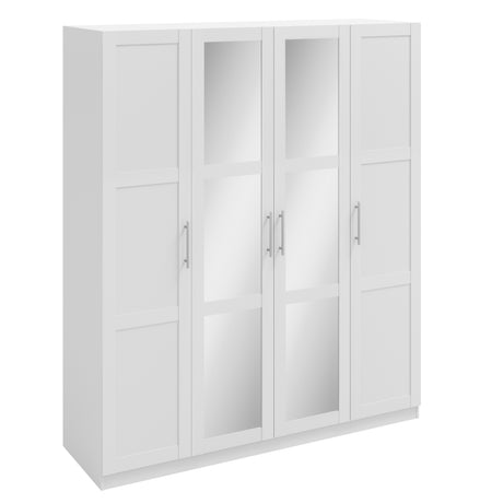 Denver 4 Door White Mirrored Panelled Wardrobe - FurniComp