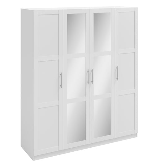 Denver 4 Door White Mirrored Panelled Wardrobe - FurniComp