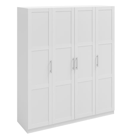 Denver 4 Door White Panelled Wardrobe - FurniComp