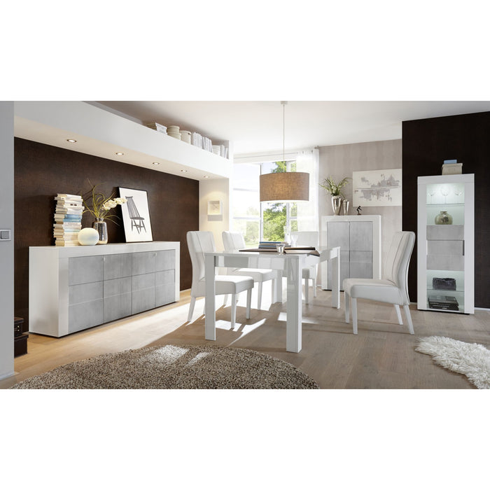 Milano 2 Door 3 Drawer White Gloss and Grey Sideboard - FurniComp