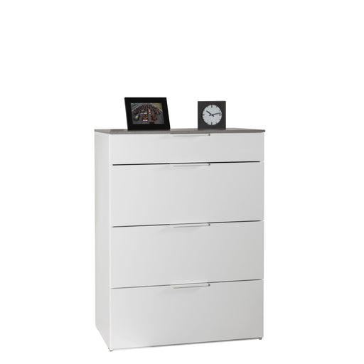 Elegante 4 Drawer White Gloss and Concrete Grey Chest of Drawer - FurniComp