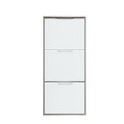 Ella 3 Drawer Small White Gloss and Oak Shoe Cabinet - FurniComp