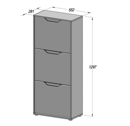 Ella 3 Drawer Small White Gloss and Oak Shoe Cabinet - FurniComp