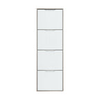 Ella 4 Drawer Tall Slim White Gloss and Oak Shoe Cabinet - FurniComp