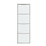 Ella 4 Drawer Tall Slim White Gloss and Oak Shoe Cabinet - FurniComp