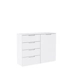 Ella White Gloss 1 Door 4 Drawer Compact Sideboard - FurniComp