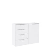 Ella White Gloss 1 Door 4 Drawer Compact Sideboard - FurniComp
