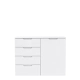 Ella White Gloss 1 Door 4 Drawer Compact Sideboard - FurniComp