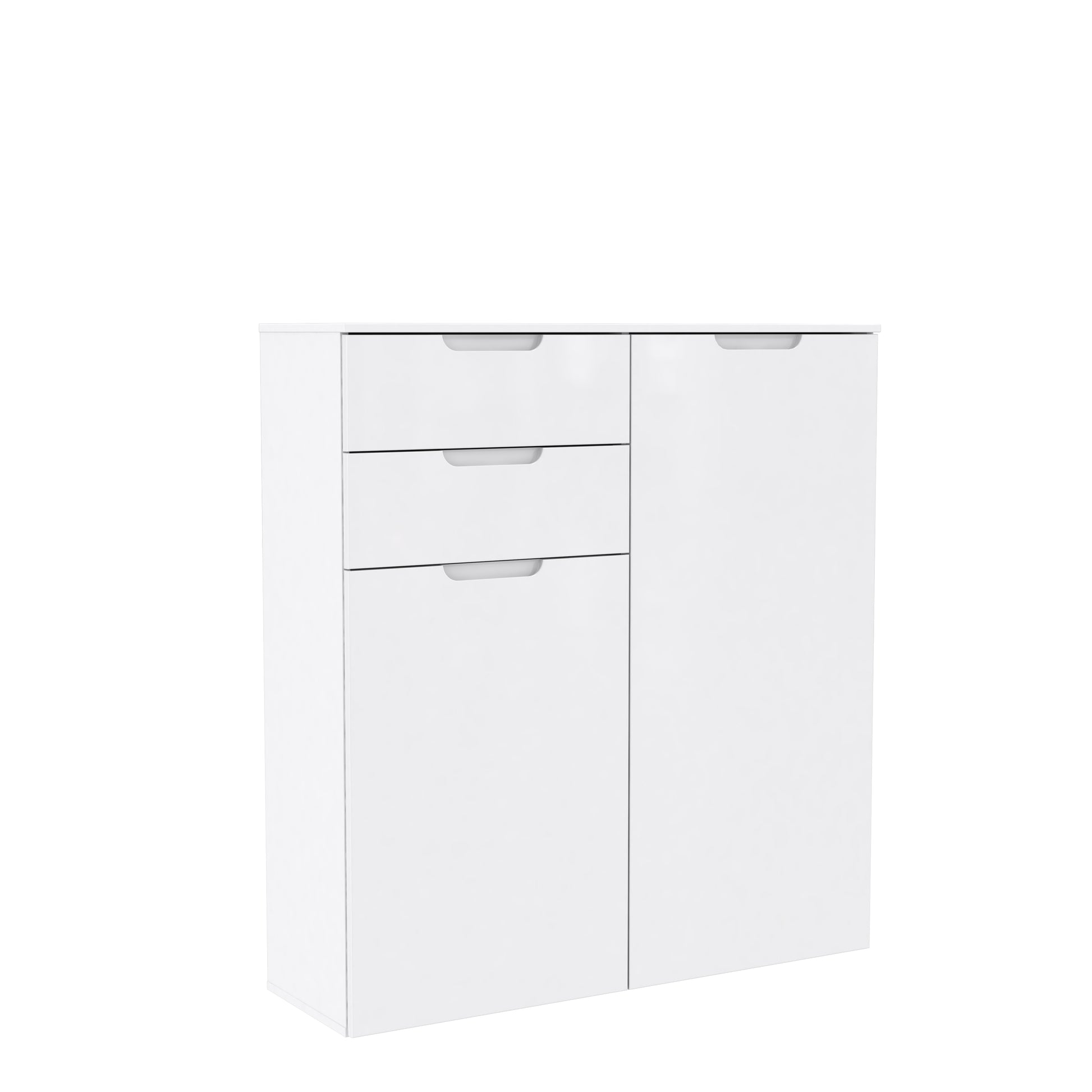 Ella White Gloss 2 Door 2 Drawer Tall Sideboard - FurniComp