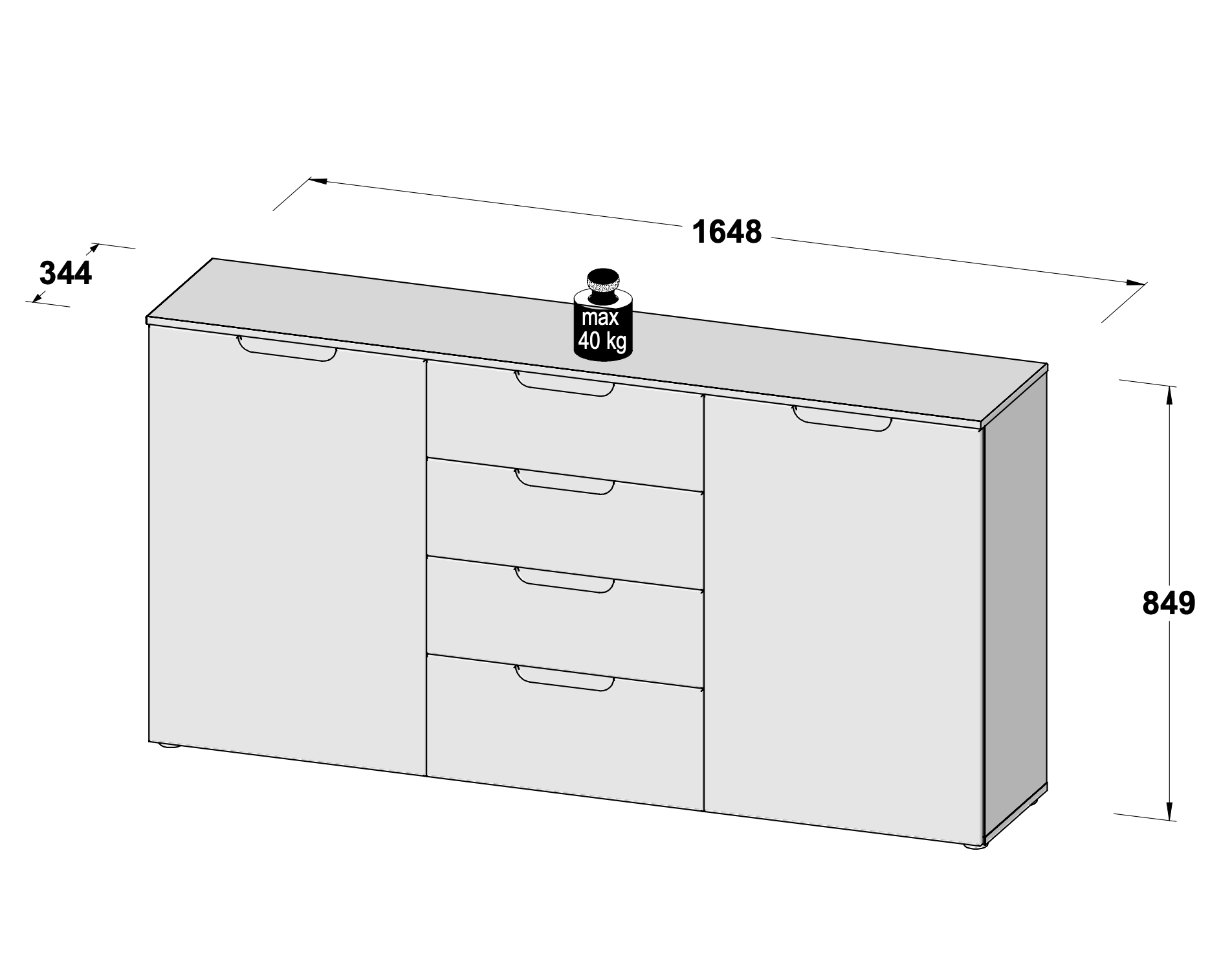 Ella White Gloss 2 Door 4 Drawer Wide Sideboard Storage Cupboard - FurniComp