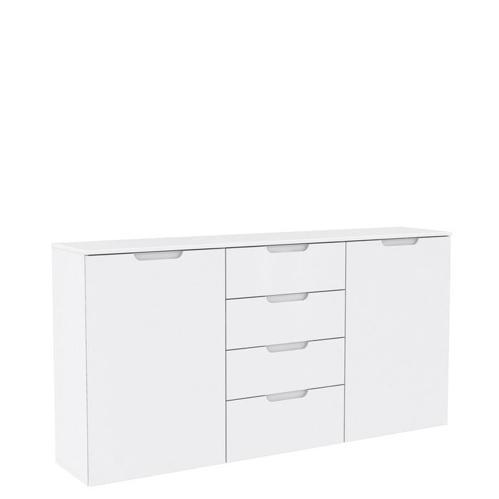 Ella White Gloss 2 Door 4 Drawer Wide Sideboard Storage Cupboard - FurniComp