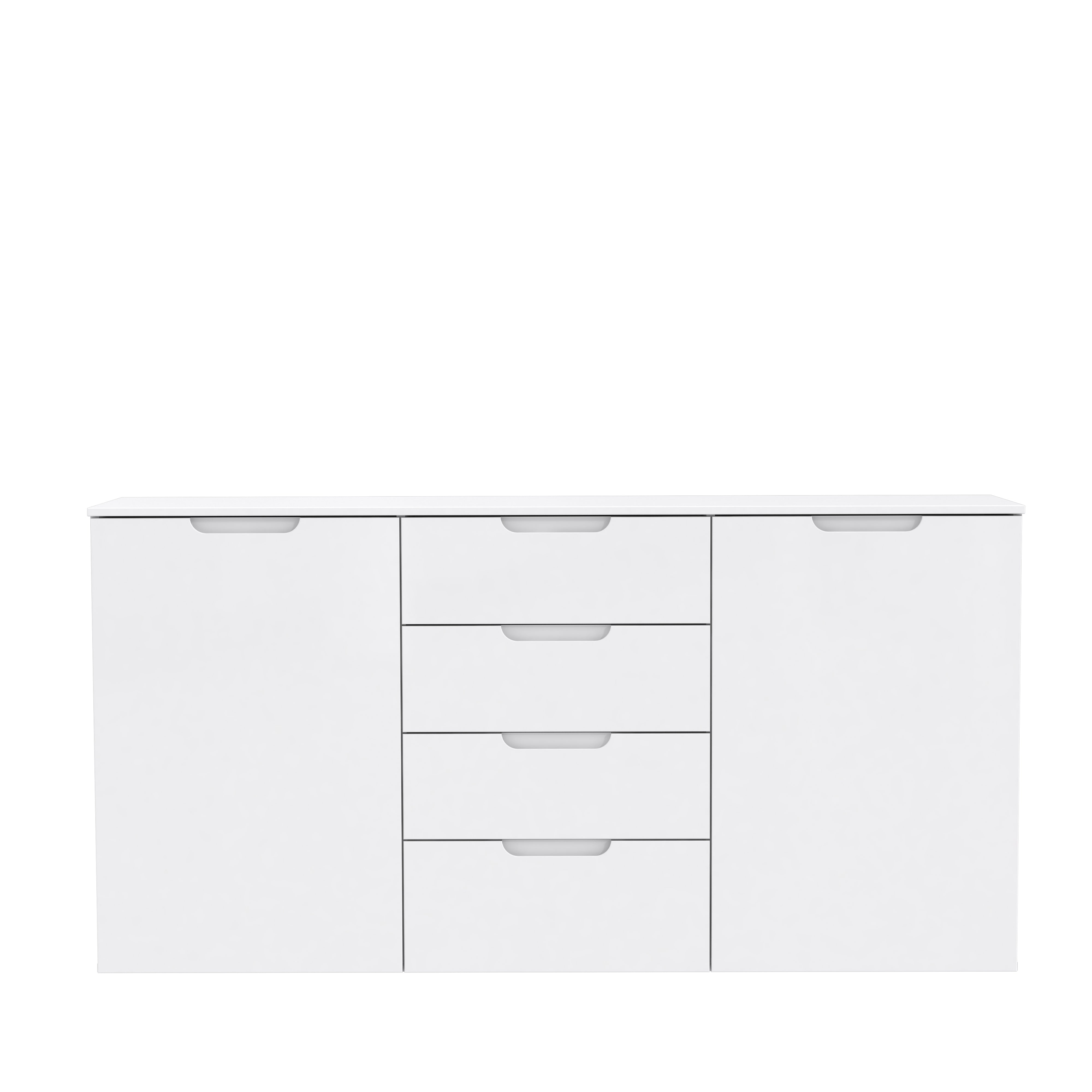 Ella White Gloss 2 Door 4 Drawer Wide Sideboard Storage Cupboard - FurniComp