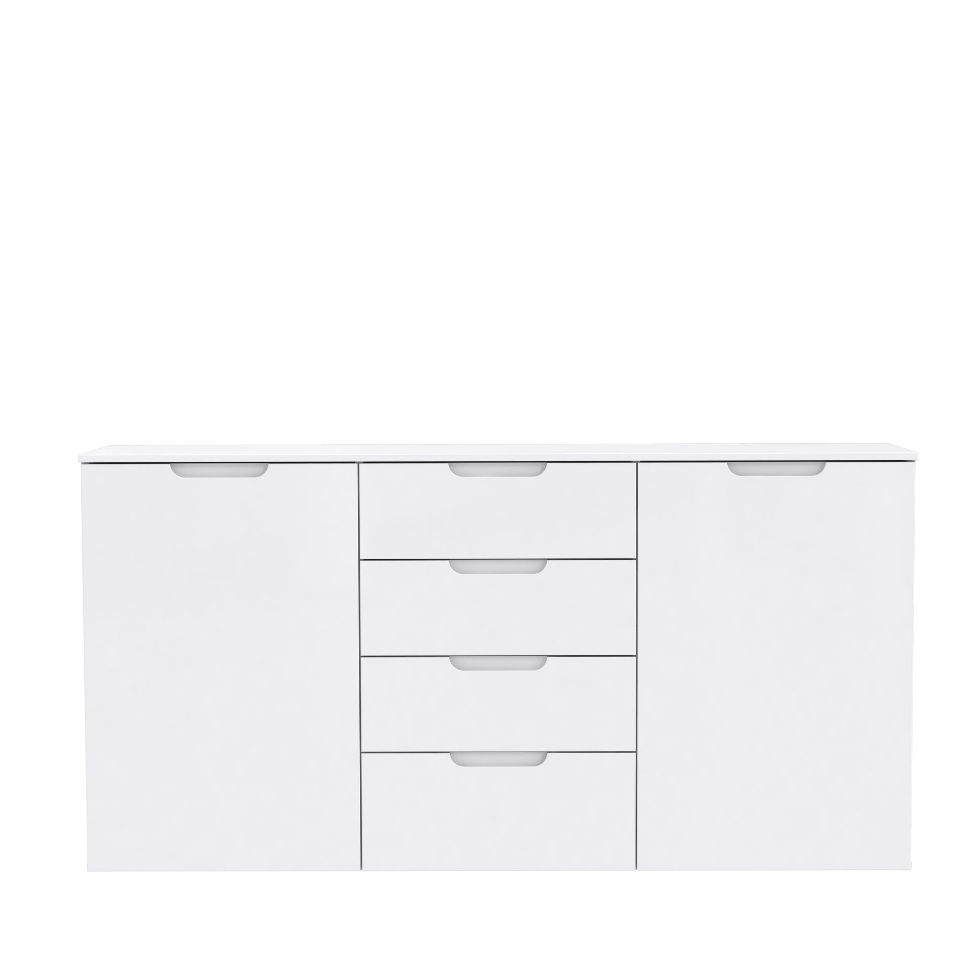 Ella White Gloss 2 Door 4 Drawer Wide Sideboard Storage Cupboard - FurniComp