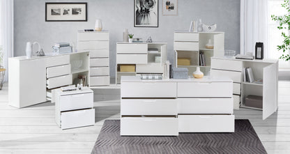 Ella White Gloss 2 Door 2 Drawer Tall Sideboard - FurniComp