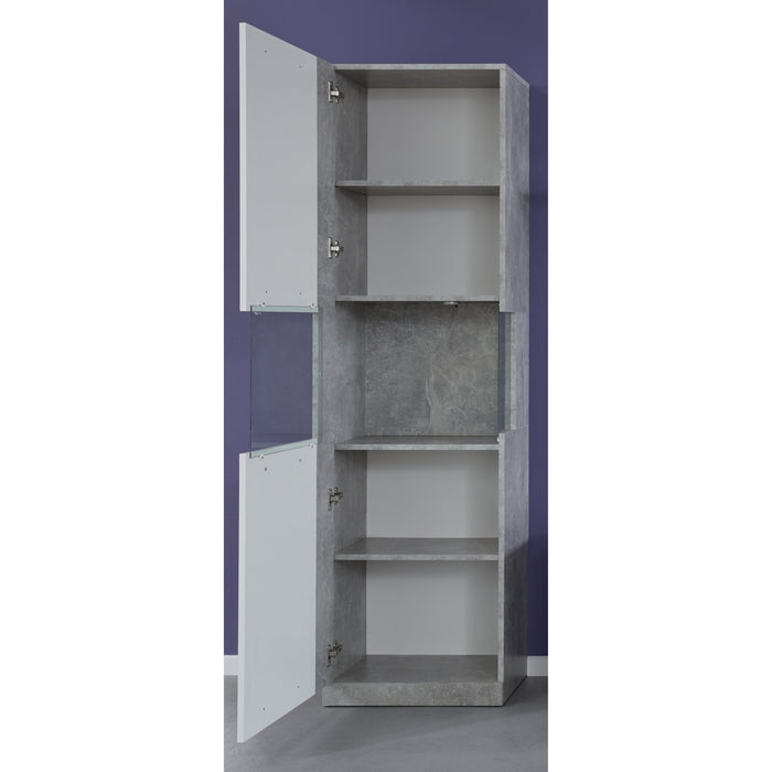 Emilia 1 Door White Gloss and Stone Grey Display Cabinet - FurniComp