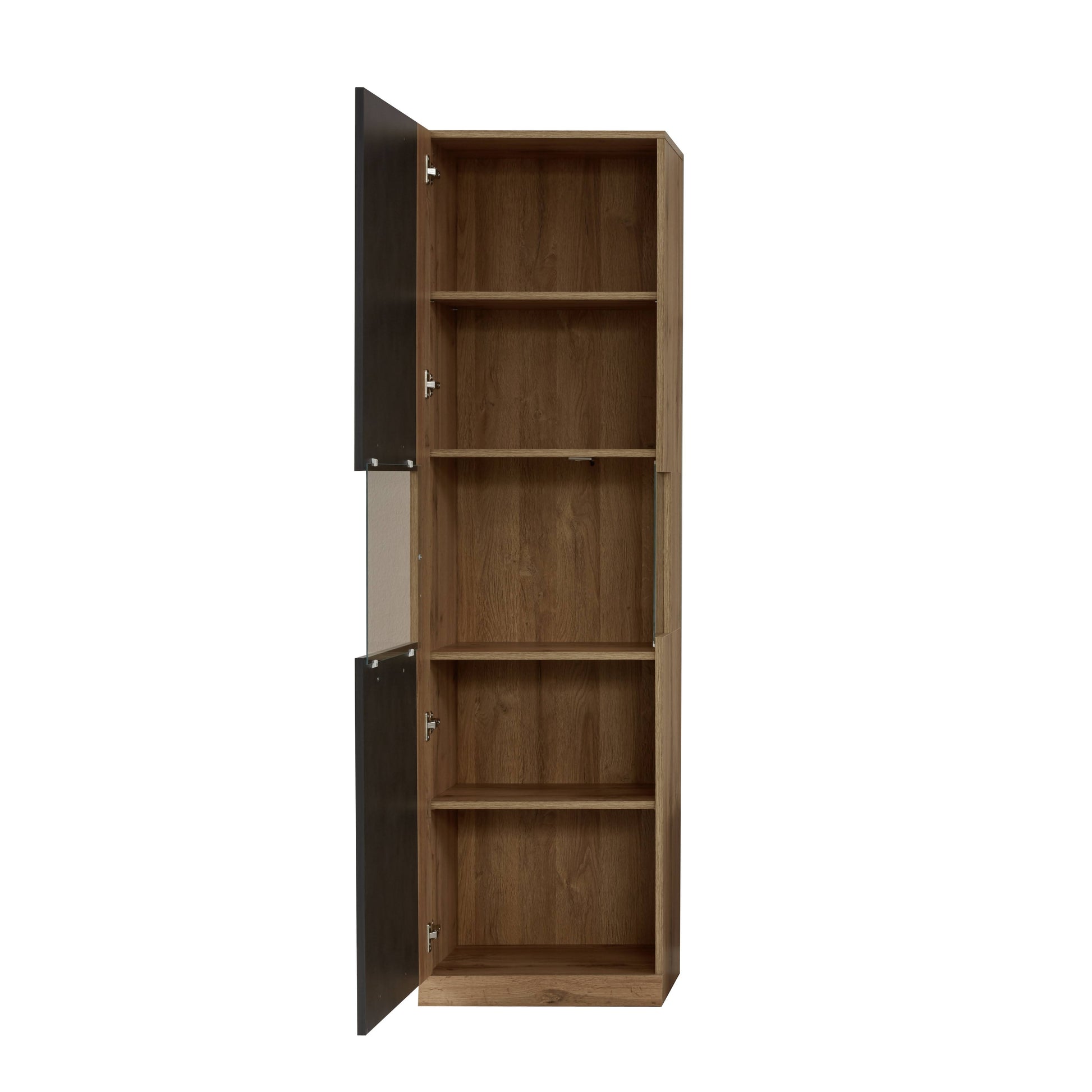 Emilia Grey Matera and Oak 1 Door Display Cabinet - FurniComp