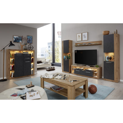 Emilia Grey Matera and Oak TV Stand Up to 65 Inch - FurniComp