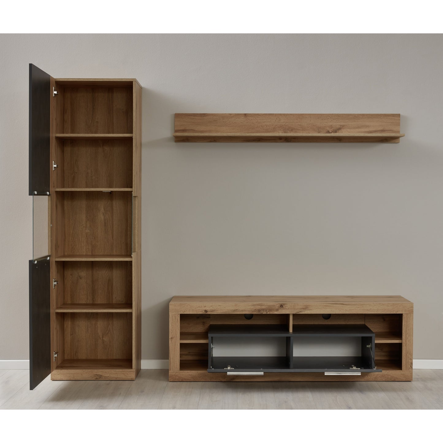 Emilia Grey Matera and Oak TV Stand Up to 65 Inch - FurniComp