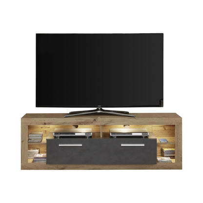 Emilia Grey Matera and Oak TV Stand Up to 65 Inch - FurniComp