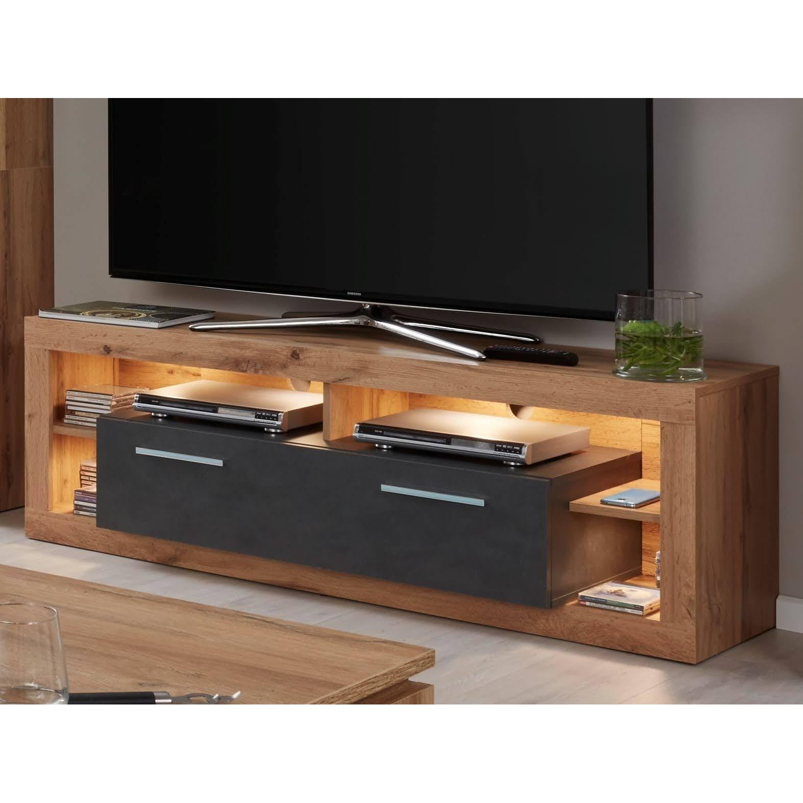 Emilia Grey Matera and Oak TV Stand Up to 65 Inch - FurniComp