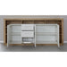 Emilia White Gloss and Oak 3 Door 3 Drawer Sideboard - FurniComp
