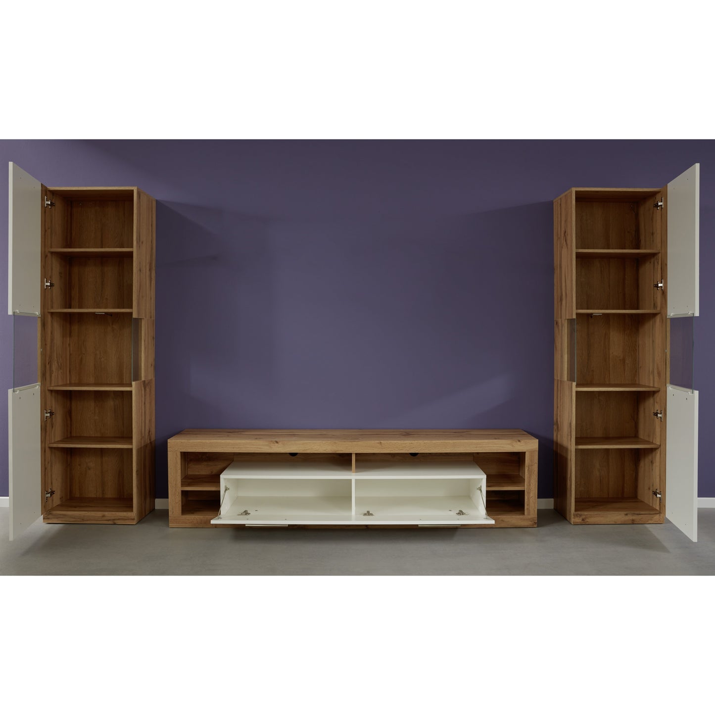 Emilia White Gloss and Oak TV Stand Up to 65 Inch - FurniComp