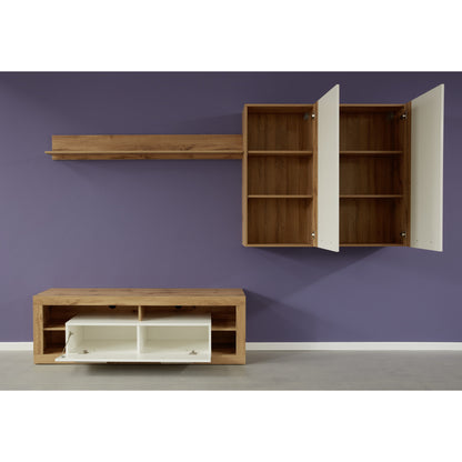 Emilia White Gloss and Oak TV Stand Up to 65 Inch - FurniComp