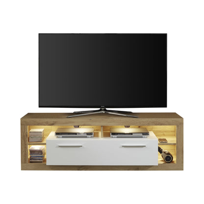 Emilia White Gloss and Oak TV Stand Up to 65 Inch - FurniComp