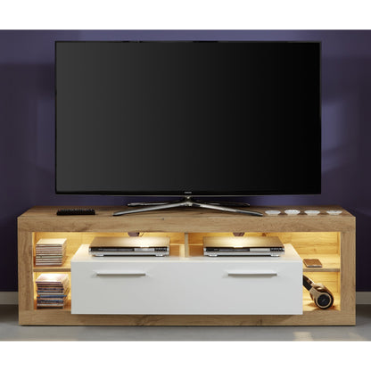 Emilia White Gloss and Oak TV Stand Up to 65 Inch - FurniComp